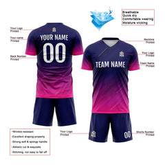 Benutzerdefinierte Fußball Trikots für Männer Frauen Personalisierte Fußball Uniformen für Erwachsene und Kind Marine&Heiß Rosa