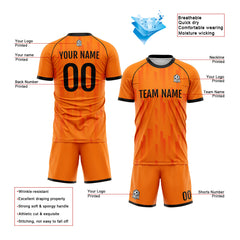 Benutzerdefinierte Fußball Trikots für Männer Frauen Personalisierte Fußball Uniformen für Erwachsene und Kind Orange&Schwarz