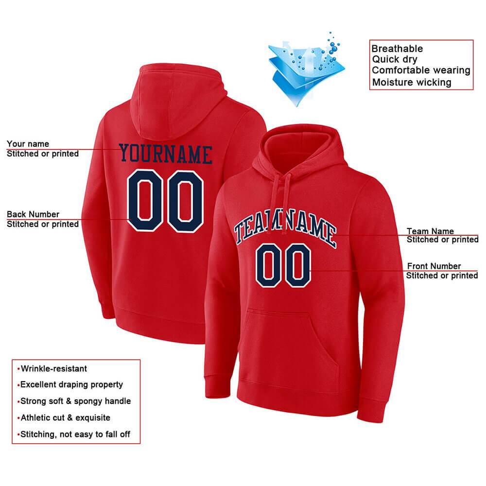 Benutzerdefinierte Authentisch Sweatshirt-Kapuzenpulli Grau-Marine-Weiß