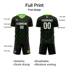 Benutzerdefinierte Fußball Trikots für Männer Frauen Personalisierte Fußball Uniformen für Erwachsene und Kind Schwarz-Neon Grün