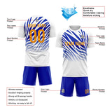 Benutzerdefinierte Fußball Trikots für Männer Frauen Personalisierte Fußball Uniformen für Erwachsene und Kind Weiß&Royal
