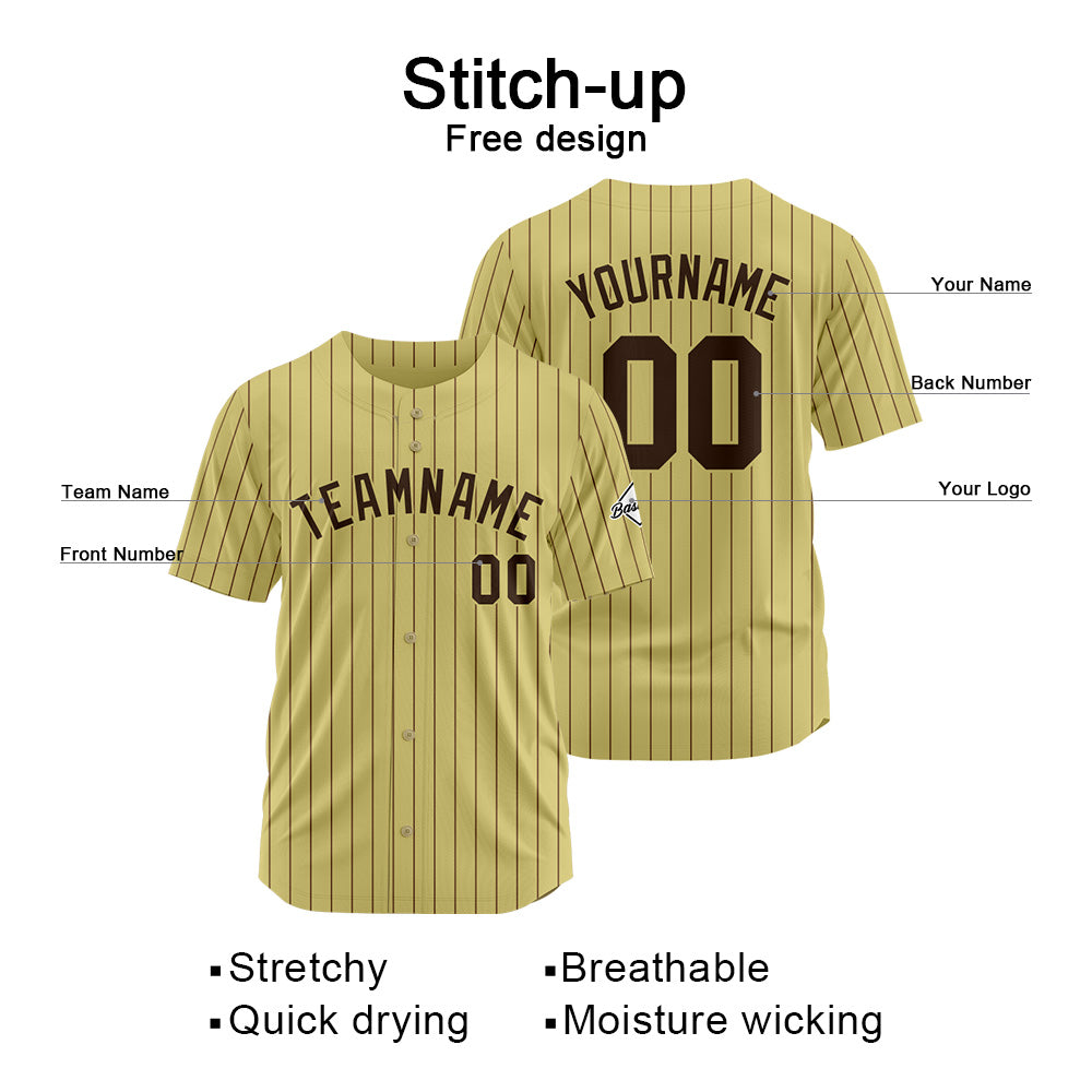 Benutzerdefinierte Authentisch Baseball  Nadelstreifen Gold-Braun Netz