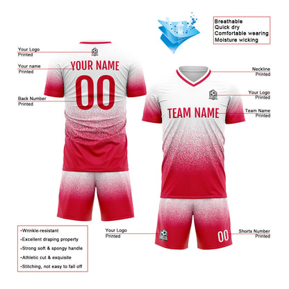 Benutzerdefinierte Fußball Trikots für Männer Frauen Personalisierte Fußball Uniformen für Erwachsene und Kind Rot&Weiß