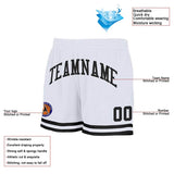 Benutzerdefiniert Weiß-Schwarz Authentisch Rückblick Basketball Kurze Hose