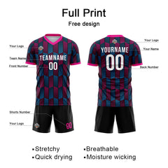 Benutzerdefinierte Fußball Trikots für Männer Frauen Personalisierte Fußball Uniformen für Erwachsene und Kind Schwarz-Rosa