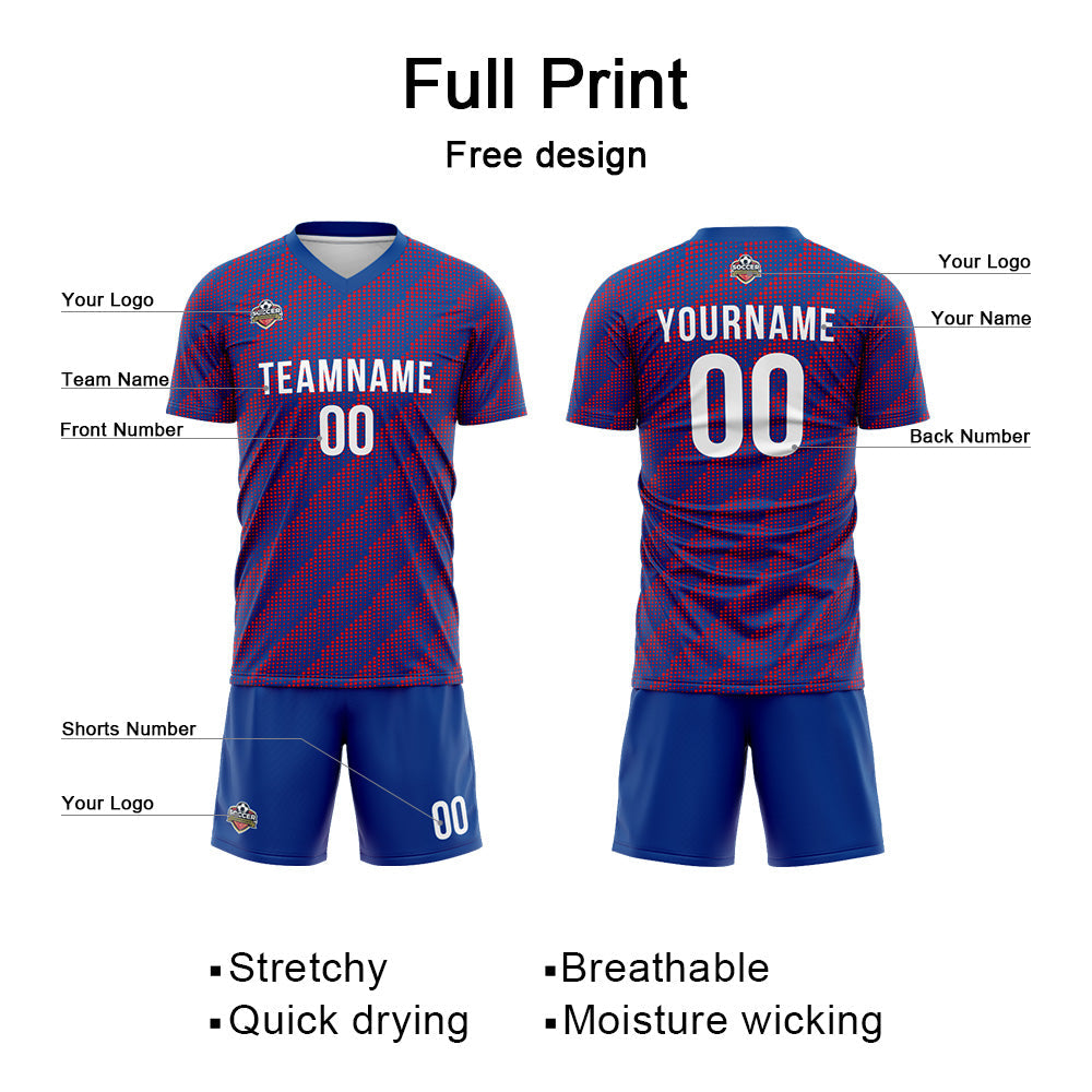Benutzerdefinierte Fußball Trikots für Männer Frauen Personalisierte Fußball Uniformen für Erwachsene und Kind Royal-Rot