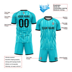 Benutzerdefinierte Fußball Trikots für Männer Frauen Personalisierte Fußball Uniformen für Erwachsene und Kind Teal&Schwarz