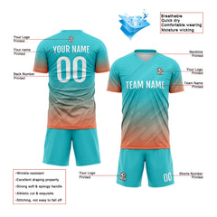 Benutzerdefinierte Fußball Trikots für Männer Frauen Personalisierte Fußball Uniformen für Erwachsene und Kind Teal