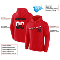 Benutzerdefinierte Authentisch Sweatshirt-Kapuzenpulli Rot-Schwarz-Weiß