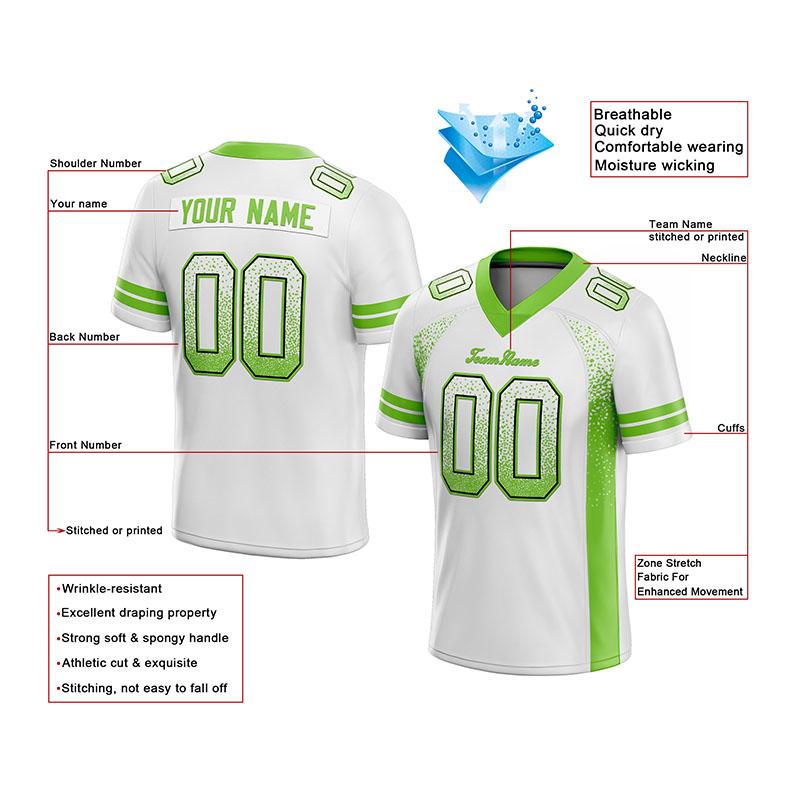 Benutzerdefinierte Authentisch Drift Mode Fußball Jersey Weiß-Neon Grün Gittergewebe
