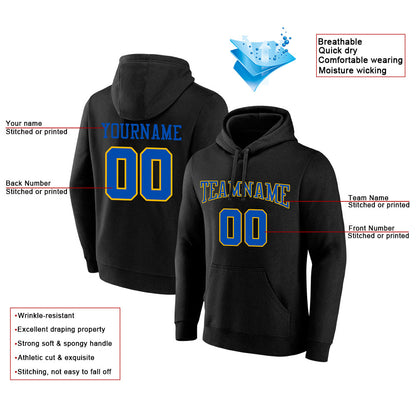 Benutzerdefinierte Authentisch Sweatshirt-Kapuzenpulli Schwarz-Blau-Gelb