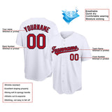 Benutzerdefinierte Authentisch Baseball-Trikot Weiß-Rot-Marine Netz