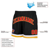 Benutzerdefiniert Schwarz-Rot-Gelb-Weiß Authentisch Rückblick Basketball Kurze Hose