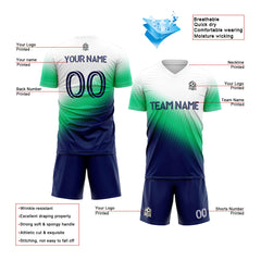 Benutzerdefinierte Fußballuniform Jersey Kinder Erwachsene Personalisiertes Set Jersey Shirt Marine