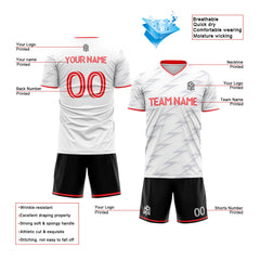 Benutzerdefinierte Fußballuniform Jersey Kinder Erwachsene Personalisiertes Set Jersey Shirt Weiß