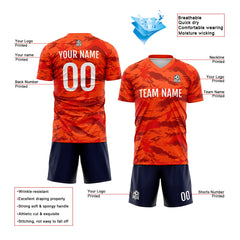 Benutzerdefinierte Fußball Trikots für Männer Frauen Personalisierte Fußball Uniformen für Erwachsene und Kind Orange