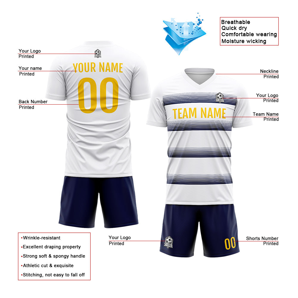 Benutzerdefinierte Fußball Trikots für Männer Frauen Personalisierte Fußball Uniformen für Erwachsene und Kind Weiß-Schwarz