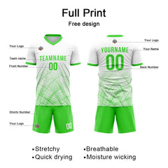 Benutzerdefinierte Fußball Trikots für Männer Frauen Personalisierte Fußball Uniformen für Erwachsene und Kind Weiß-Neon Grün