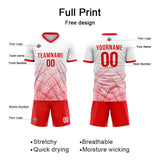 Benutzerdefinierte Fußball Trikots für Männer Frauen Personalisierte Fußball Uniformen für Erwachsene und Kind Weiß-Rot
