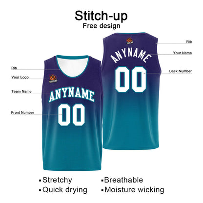 Benutzerdefinierte Basketball Jersey personalisiert genäht Name&Number&Logo Lila&Aqua