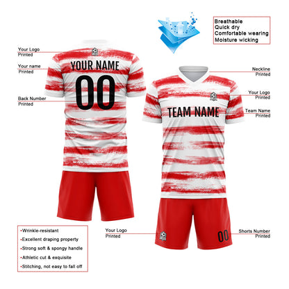 Benutzerdefinierte Fußball Trikots für Männer Frauen Personalisierte Fußball Uniformen für Erwachsene und Kind Rot-Weiß