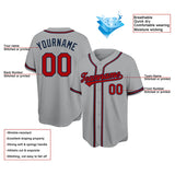 Benutzerdefinierte Authentisch Baseball-Trikot Grau-Rot-Marine Netz