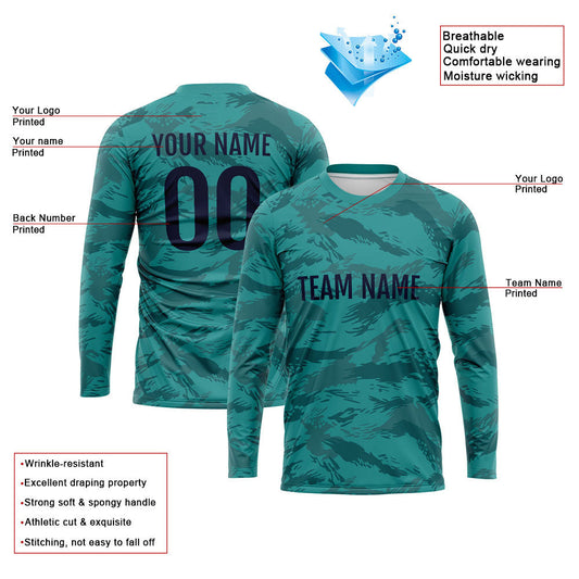 Kundenspezifisches Basketball Fußball Fußball Schießen langes T-Shirt für Erwachsene und Kinder Camouflage Grün