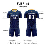 Benutzerdefinierte Fußball Trikots für Männer Frauen Personalisierte Fußball Uniformen für Erwachsene und Kind Marine-Gold