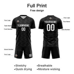 Benutzerdefinierte Fußball Trikots für Männer Frauen Personalisierte Fußball Uniformen für Erwachsene und Kind Schwarz