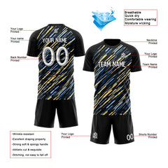 Benutzerdefinierte Fußballuniform Jersey Kinder Erwachsene Personalisiertes Set Jersey Shirt Schwarz