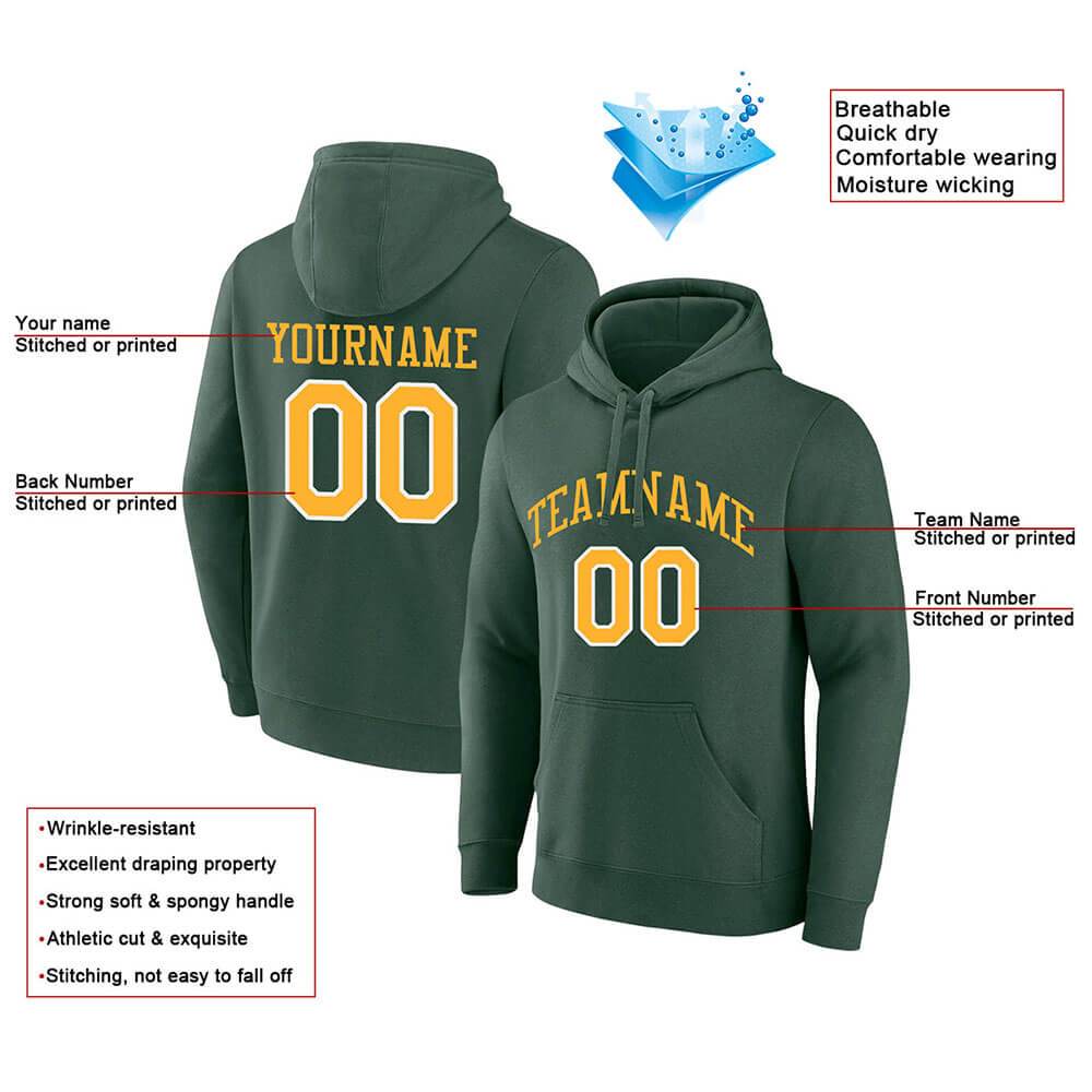 Benutzerdefinierte Authentisch Sweatshirt-Kapuzenpulli Grün-Gelb-Weiß