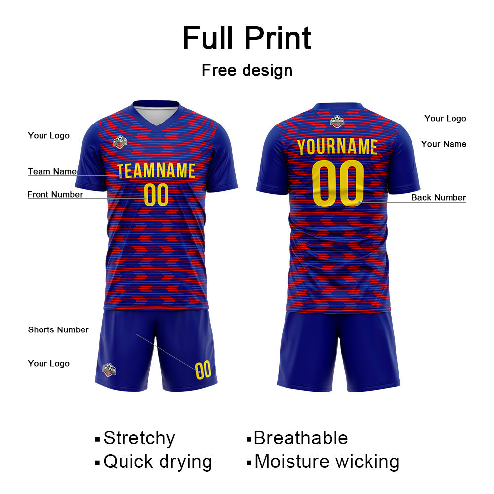 Benutzerdefinierte Fußball Trikots für Männer Frauen Personalisierte Fußball Uniformen für Erwachsene und Kind Royal-Rot