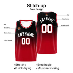 Benutzerdefinierte Basketball Jersey personalisiert genäht Name&Number&Logo Schwarz&Rot