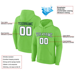 Benutzerdefinierte Authentisch Sweatshirt-Kapuzenpulli Neongrün-Weiß- Marine