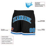 Benutzerdefiniert Authentisch Basketball Kurze Hose Weiß-Hellblau-Schwarz