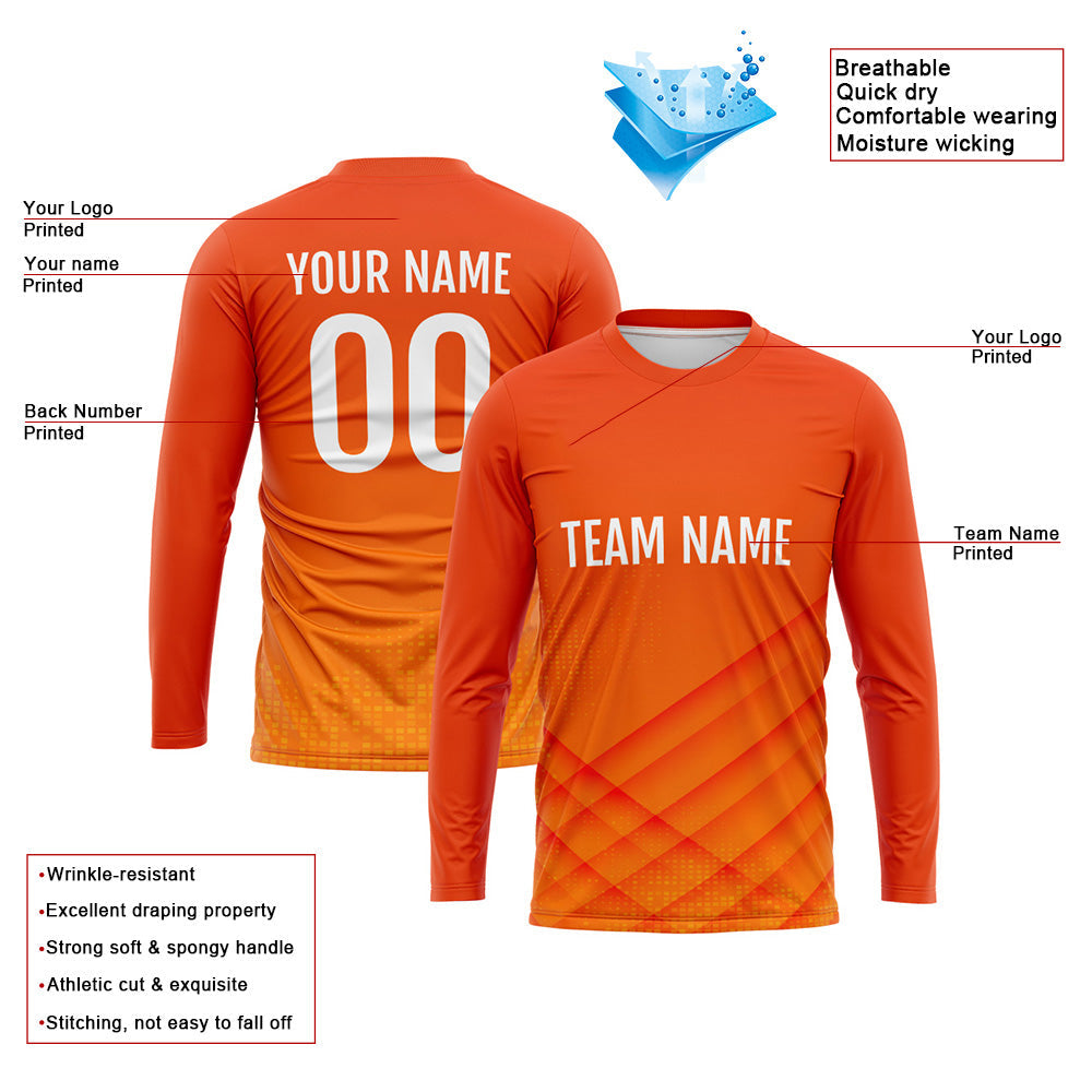 Kundenspezifisches Basketball Fußball Fußball Schießen langes T-Shirt für Erwachsene und Kinder Orange