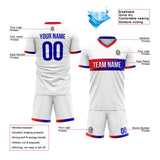 Benutzerdefinierte Fußball Trikots für Männer Frauen Personalisierte Fußball Uniformen für Erwachsene und Kind Weiß&Blau&Rot