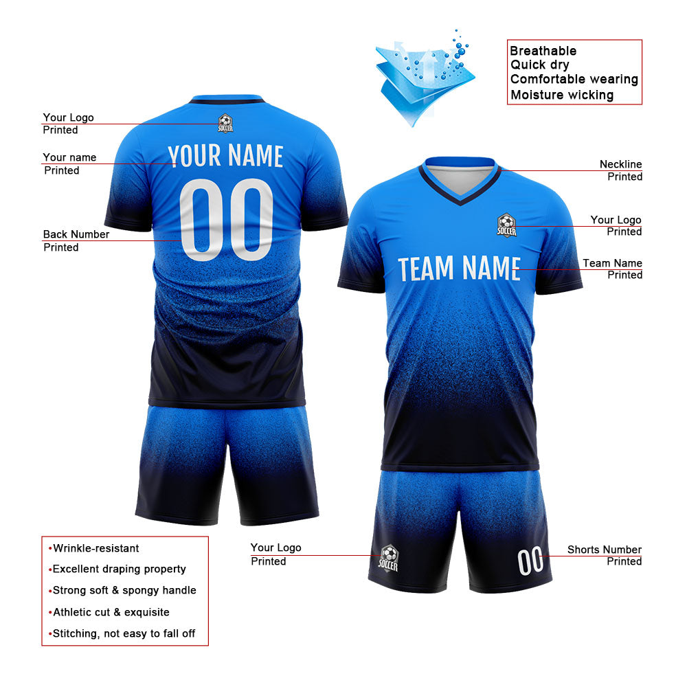 Benutzerdefinierte Fußball Trikots für Männer Frauen Personalisierte Fußball Uniformen für Erwachsene und Kind Blau&Marine