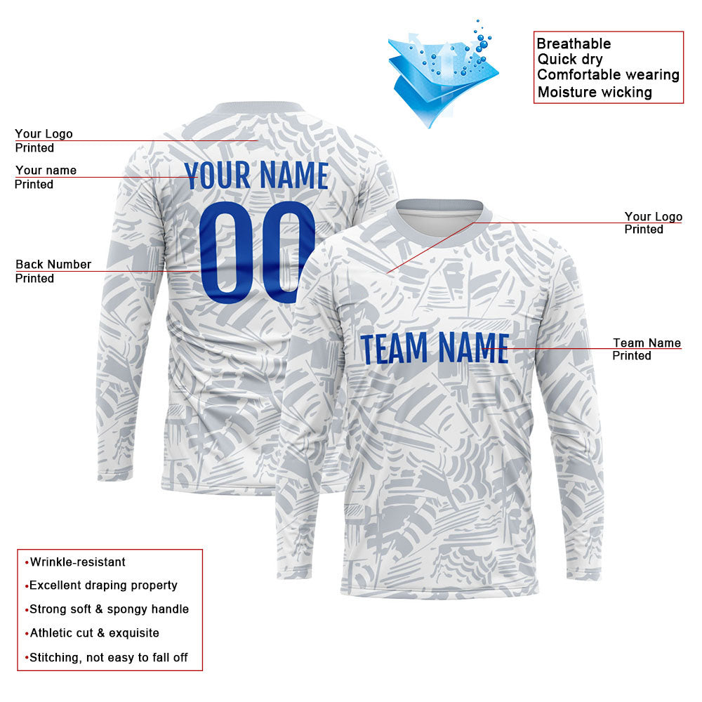 Kundenspezifisches Basketball Fußball Fußball Schießen langes T-Shirt für Erwachsene und Kinder Light Grau