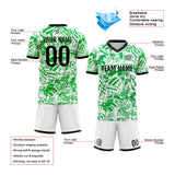Benutzerdefinierte Fußball Trikots für Männer Frauen Personalisierte Fußball Uniformen für Erwachsene und Kind Grün&Weiß&Schwarz