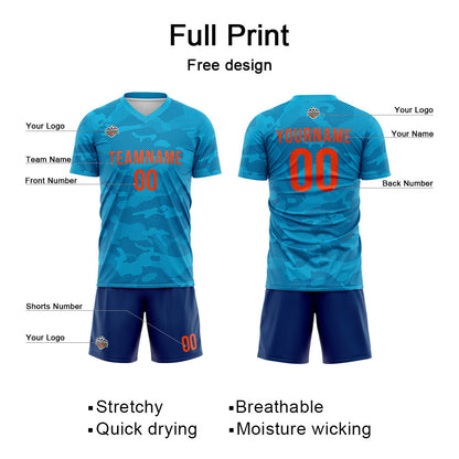 Benutzerdefinierte Fußball Trikots für Männer Frauen Personalisierte Fußball Uniformen für Erwachsene und Kind Blau-Marine