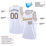 Benutzerdefiniert Authentisch Basketball Jersey Weiß-Grau-Gold