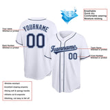 Benutzerdefinierte Authentisch Baseball-Trikot Weiß-Marine-Hellblau Netz