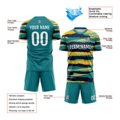 Benutzerdefinierte Fußball Trikots für Männer Frauen Personalisierte Fußball Uniformen für Erwachsene und Kind Teal