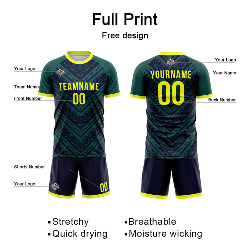 Benutzerdefinierte Fußball Trikots für Männer Frauen Personalisierte Fußball Uniformen für Erwachsene und Kind Marine-Grün