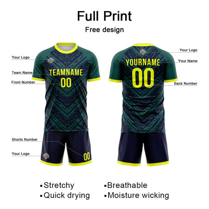 Benutzerdefinierte Fußball Trikots für Männer Frauen Personalisierte Fußball Uniformen für Erwachsene und Kind Marine-Grün