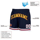 Benutzerdefiniert Weiß-Rot-Gelb-Marine Authentisch Rückblick Basketball Kurze Hose