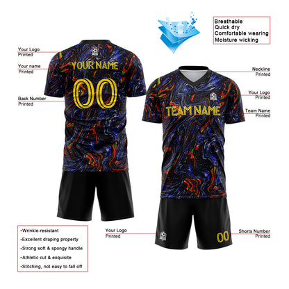 Benutzerdefinierte Fußballuniform Jersey Kinder Erwachsene Personalisiertes Set Jersey Shirt Schwarz