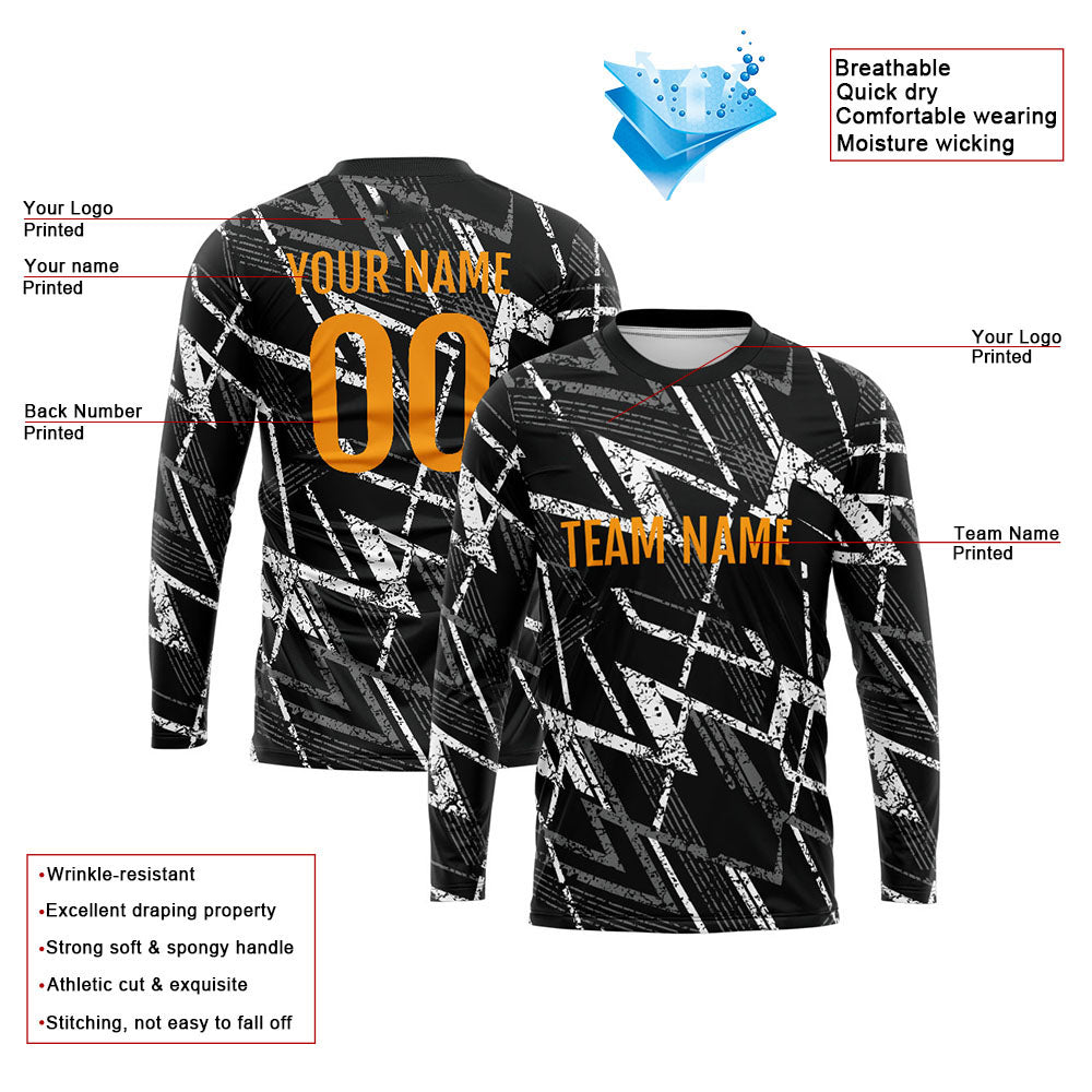 Kundenspezifisches Basketball Fußball Fußball Schießen langes T-Shirt für Erwachsene und Kinder Schwarz