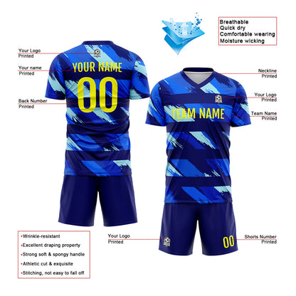 Benutzerdefinierte Fußball Trikots für Männer Frauen Personalisierte Fußball Uniformen für Erwachsene und Kind Blau